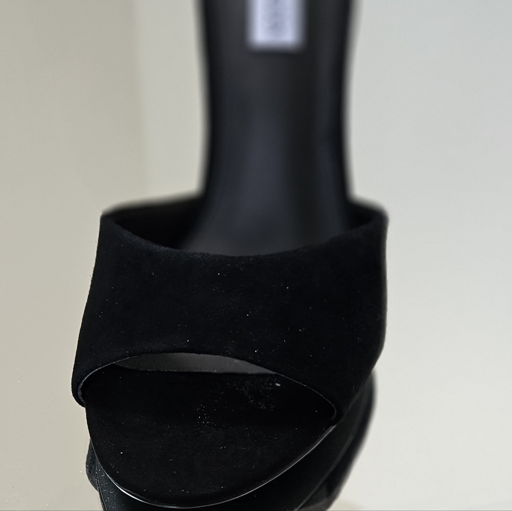 Steve Madden Black Suede Open-Toe Stiletto Mule - Picture 2 of 4